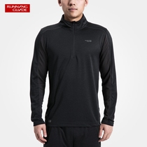 Running Guide 8228 Mens Running Long Sleeve T-shirt Half Zipper Stand Collar Slim Quick Dry Ultra Light Breathable