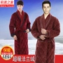 Lông cừu dày lông cừu áo choàng nam mùa đông cộng với áo choàng dài flannel ấm áo choàng trung niên cộng với phân bón XL áo ngủ