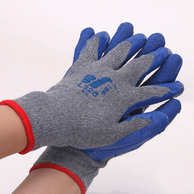Dengsheng latex plastic protective gloves terry warm cold protection gloves wear-resistant non-slip stab-proof large