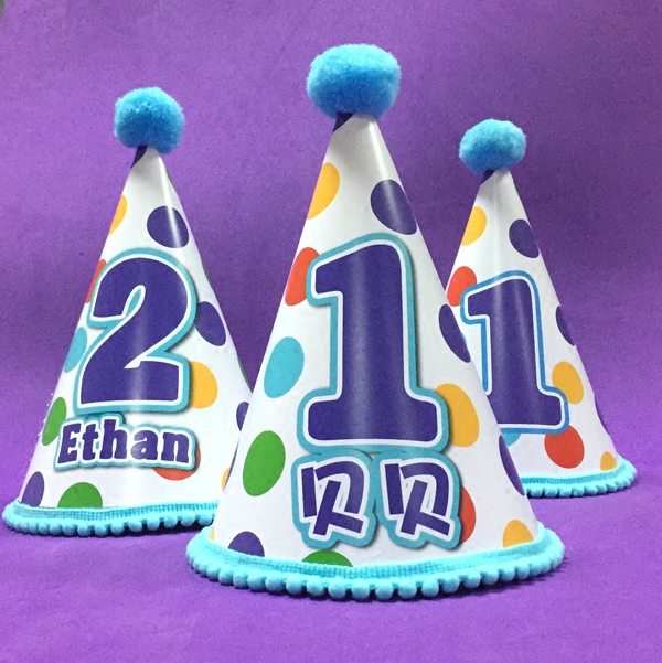 Baby birthday decoration decoration Children's year-old digital paper hat Custom birthday party hat can print 1 name