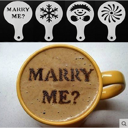 Spray flower mold fancy coffee flower pattern mold set aluminum metal printing template model 16-piece set