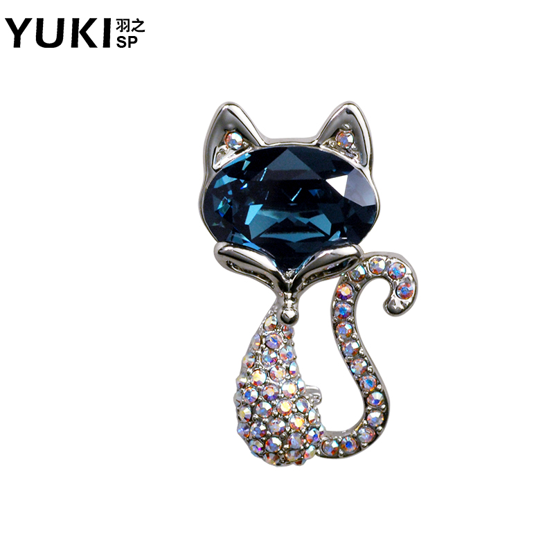 YUKI男士水晶西服胸针 贵族猫韩版潮人设计配饰品 女生情人节礼物