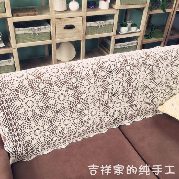 Pure hand crochet hook flower hollowed table cloth pure cotton table cloth Nordic style field tea table cover cloth sofa cover towels