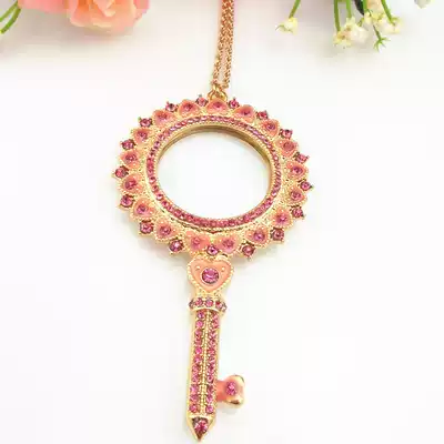 Magnifying Glass Necklace Japanese and Korean Fashion Jewelry Female Korean Fashion Long Edition Sweater Heart-shaped Color Enlarging Mirror