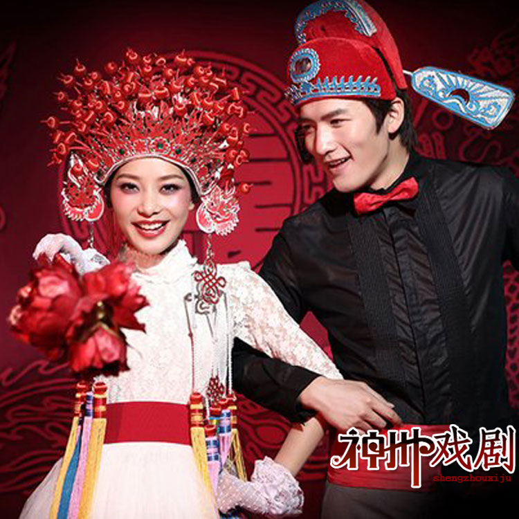 Opera Head Decoration of Fengguan Xia Cape Wedding Photo Gallery Headwear opera Peking Opera Fengguan Xia The bride's headwear shaped Yuan hat