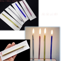 12cm Long Birthday Candle Glitter Lacquer Gold Silver Pencil Slender Candle Gold Plated Wedding Light Pole White Yellow