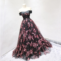 Sashimi Fashion black Adult gown 2022 The new Conspicuic Princess Annual Meeting Dinner hosts the shows walk show long