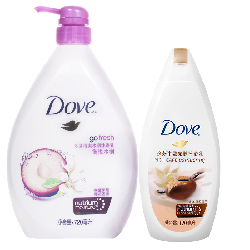 多芬衡悦水润沐浴乳720ml+多芬沐浴露190ml乳木果和香草