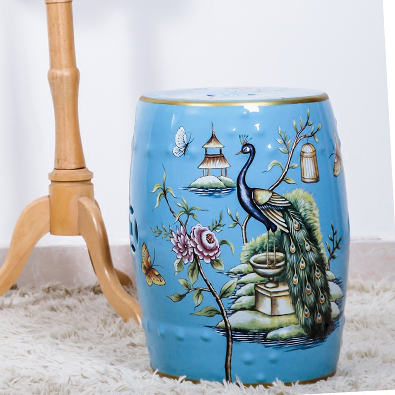 Modern Chinese rural wind ceramic drum who dressing change shoe who pier embroidered pier decorated living room furniture furnishing articles