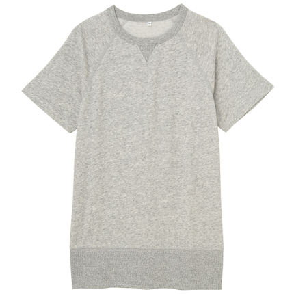 无印良品MUJI 女式 棉小毛圈短袖束腰长上衣