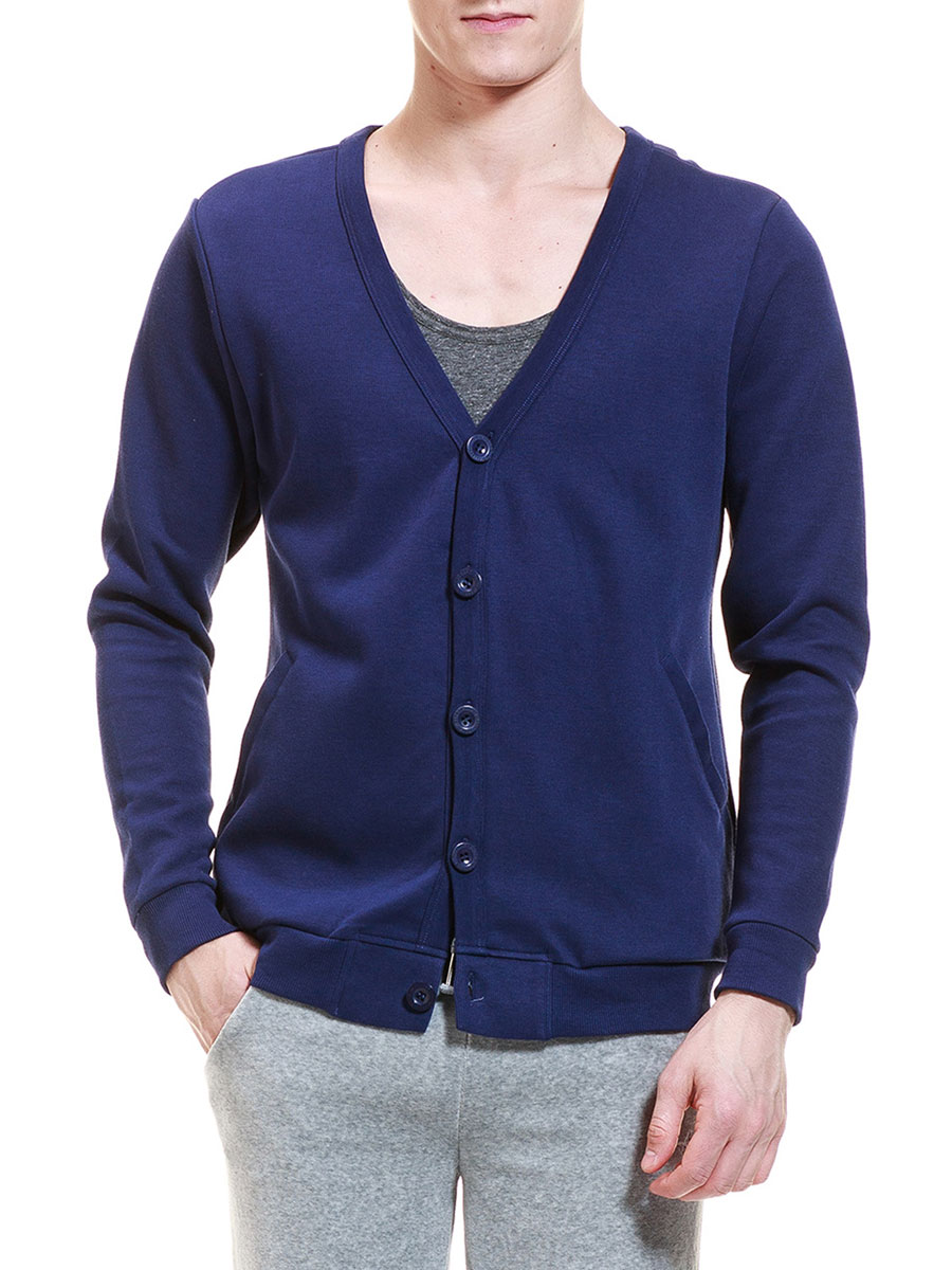 ROYAL VELVET|深蓝色简约男士全棉针织开衫