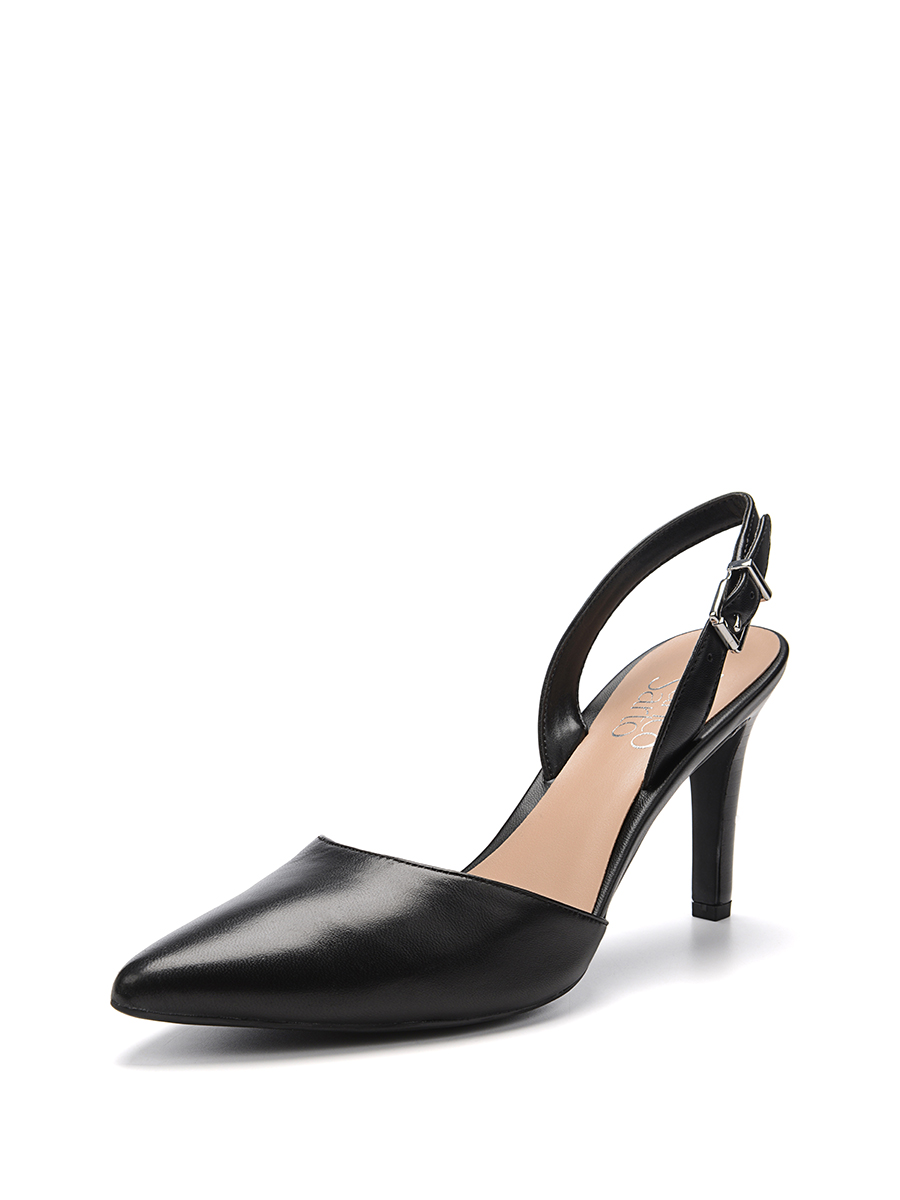 FRANCO SARTO|黑色针扣搭带后跟尖头高跟鞋