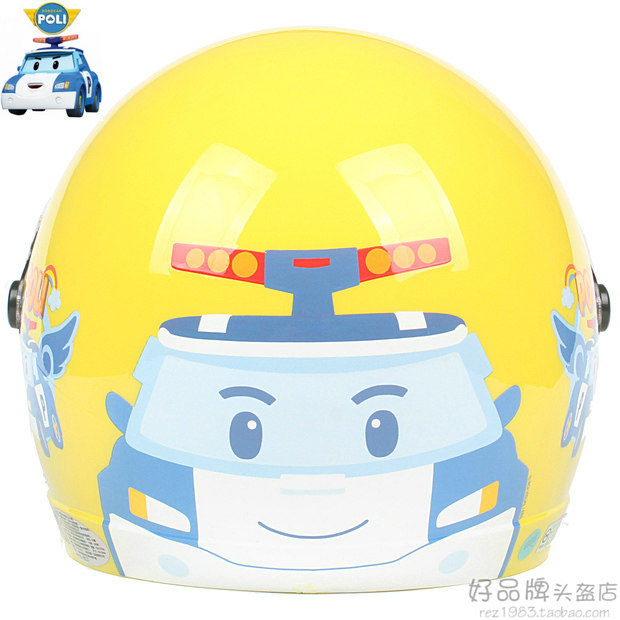 Taiwan Huatai deformed police car Polly 02 yellow electric scooter children's helmet male and female baby children winter