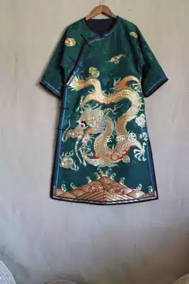Cloud decoration totem original design women's top ethnic style old embroidery plate gold embroidery dragon middle sleeve medium and long version women's top