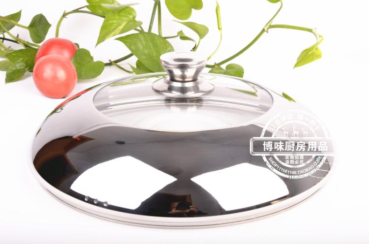 High quality mushroom pot cover wok lid universal pot cover 20cm40cm stainless steel inlaid glass combination pot cover