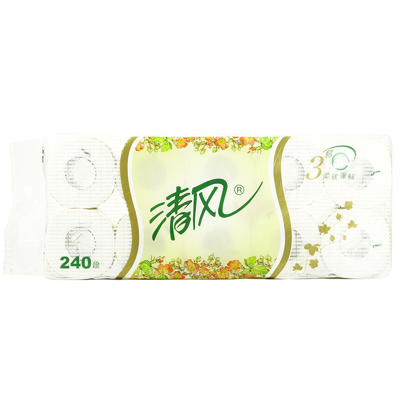 【天猫超市】清风 几何系列 3层240段10卷卷筒卫生纸巾
