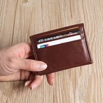 Drivers license leather case Mens multi-function card Bag Mens ultra-thin Mini small simple multi-card position womens card bag ID