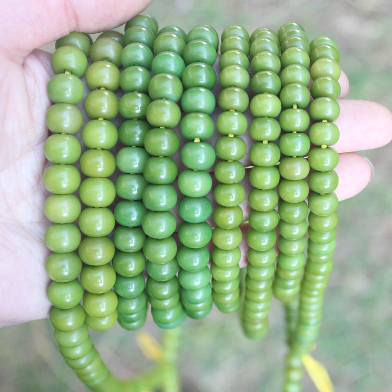 Natural weathered dyed bodhi root apple round green bodhi 108 with 6 beads
