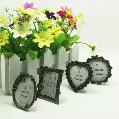 Zinc alloy bracket type one inch big head photo frame alloy retro craft photo frame metal copper color big head sticker photo frame