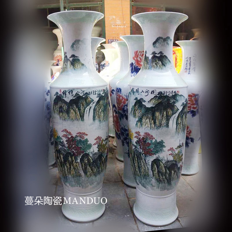 Jingdezhen hand - made scenery color landscape sitting room color vase hotel welcome at the gate of the vase