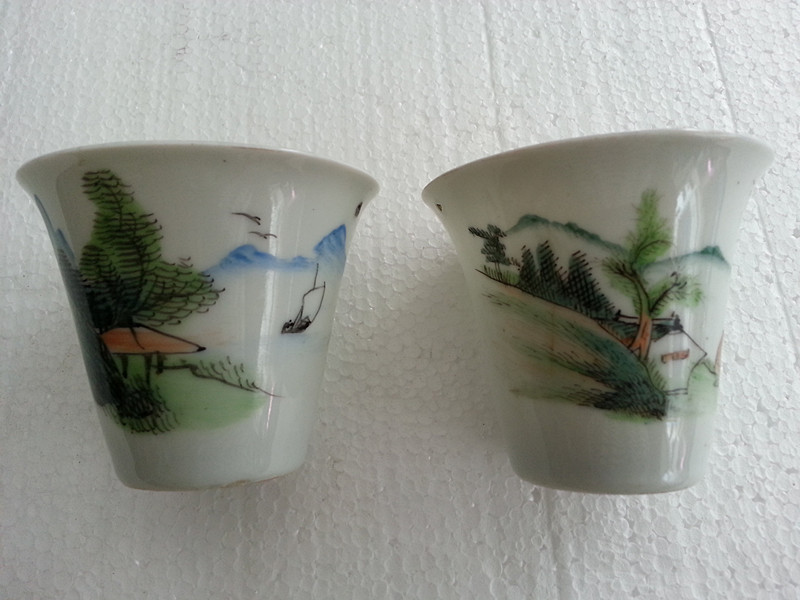 Republic Of China Pink Old Porcelain Horseshoe Cup Ancient Play Porcelain Bag Old Antique Porcelain Old Stock Collection