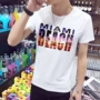 Mùa hè Hàn Quốc in nam ngắn tay T-shirt cổ tròn nửa tay t-shirt trắng t 桖 Slim quần áo xu hướng áo phông nam tay ngắn