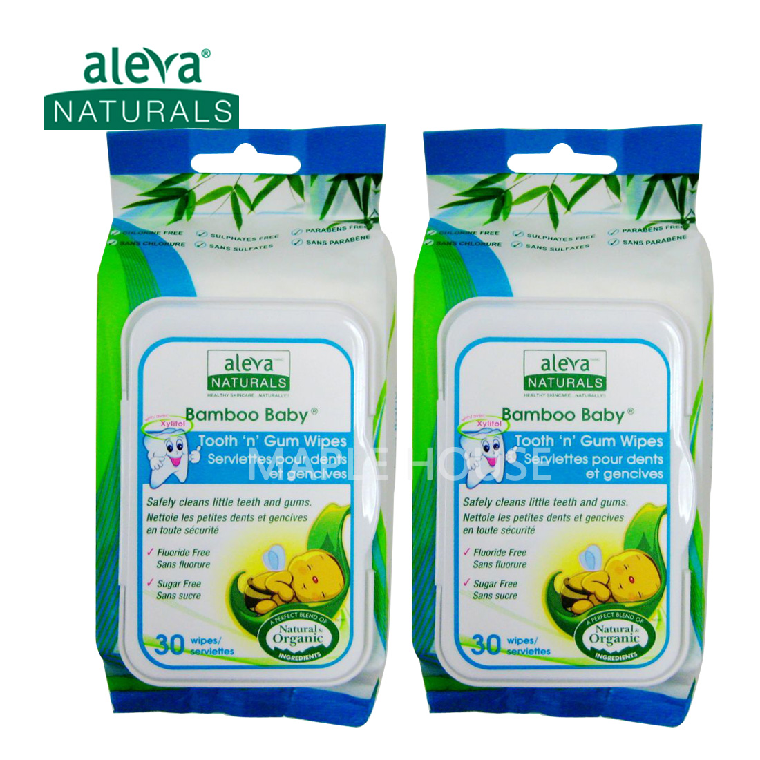 天猫国际 加拿大Aleva Naturals婴幼儿牙齿口腔清洁湿巾 30抽X2包
