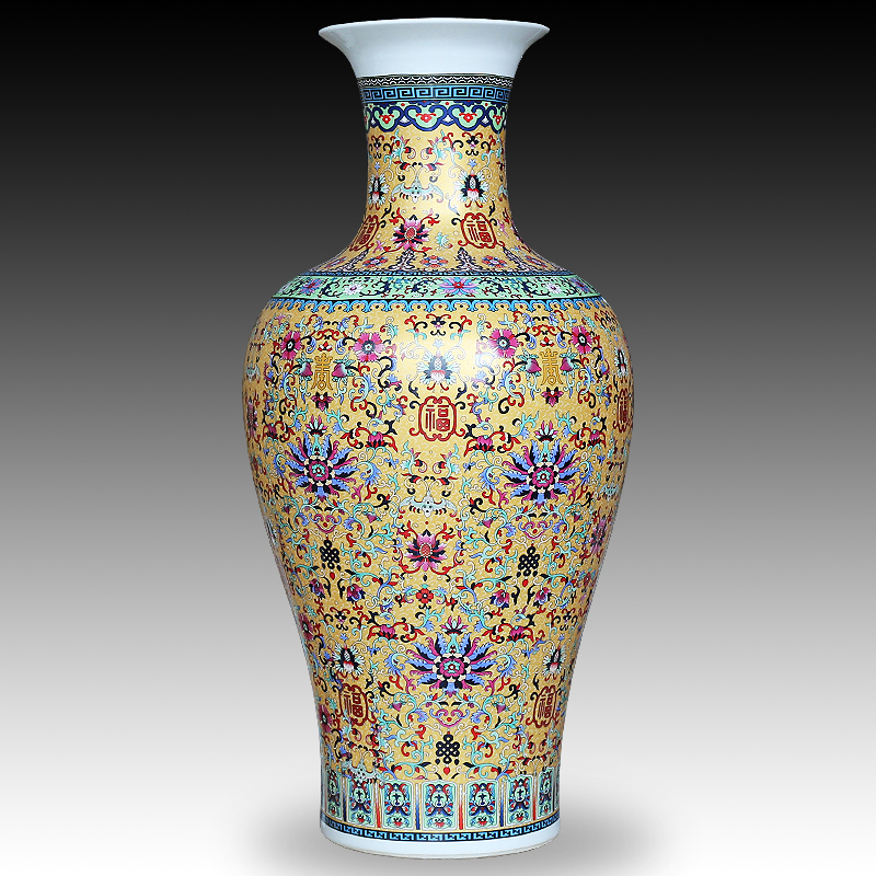 The Sitting room adornment of jingdezhen ceramics enamel decorated TV ark, furnishing articles be born modern Chinese vase