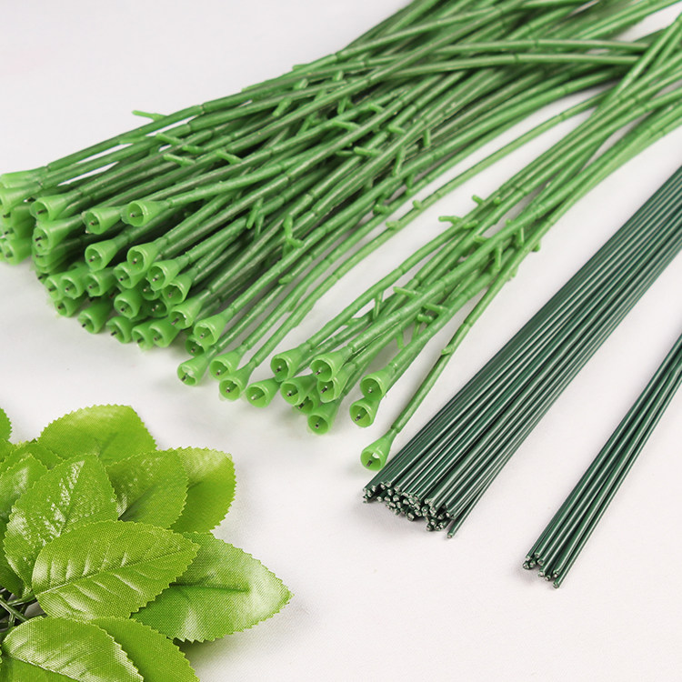 Handmade DIY flower rod simulation flower plastic package flower rod green wire DIY BRIDAL hand bouquet production materials
