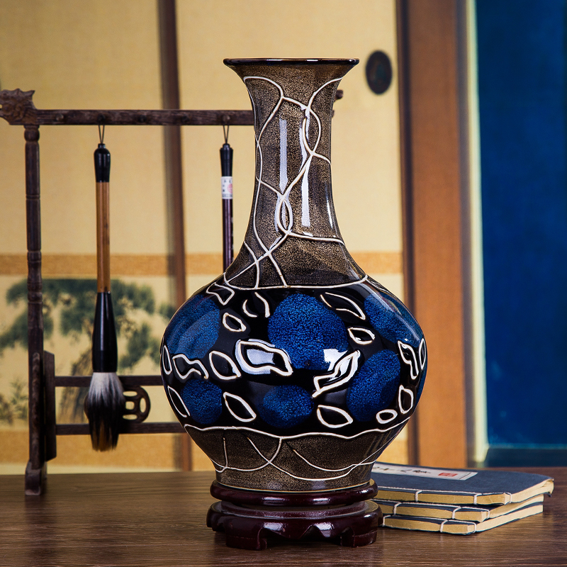 Jingdezhen Ceramic Ware Antique Kiln Glazed Creative Art Vases Vintage Living-room Home Decoration Items Swing pieces