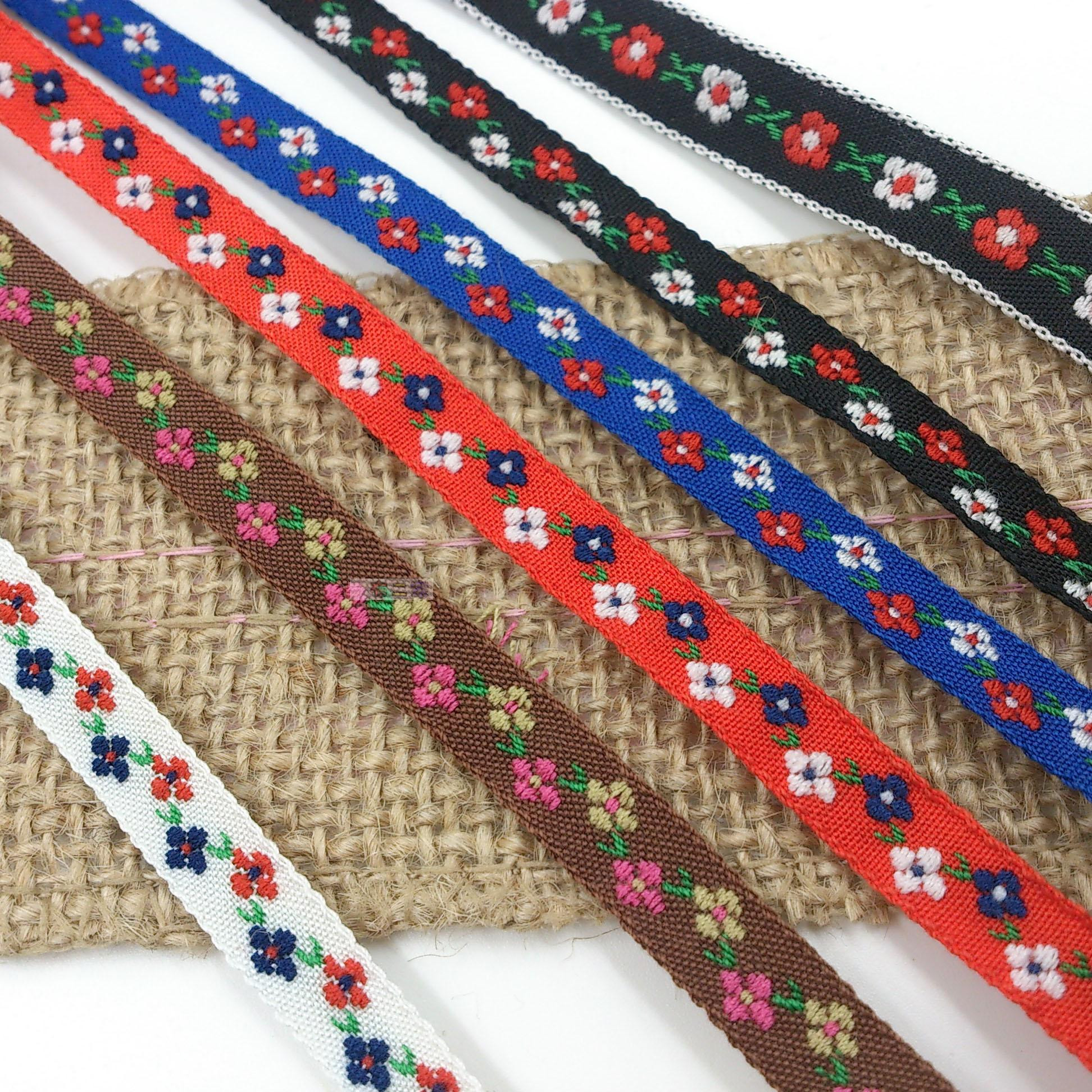 1cm Ethnic Wind Embroidery Webbing Webbing Decoration Small Flower Decoration With Accessories Multicolored Clothing Accessories Lace Cloth Strap Strap