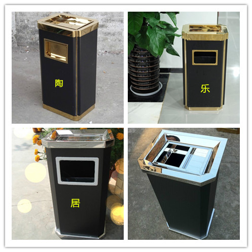 Thickened stainless steel trash can vertical trash can hotel lobby trash can shopping mall corridor ash can