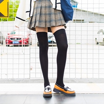 Long tube socks womens over the knee Japanese non-slip cotton half socks half tube leg socks black sports extended high tube socks