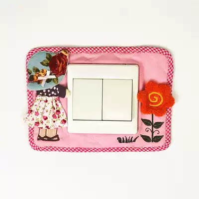 Handmade fabric three-dimensional single switch cover double switch three-switch sticker three-dimensional pattern (girl)