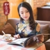 Sườn xám đầu cải thiện thời trang ngắn Tang đĩa retro của phụ nữ khóa mặc phụ nữ Trung Quốc của Trung Quốc gió mùa xuân gió quốc gia và mùa thu váy 