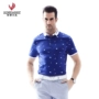 Hdkearny Vantage Kani áo sơ mi polo ngắn tay bé trai mùa hè mới ve áo hoa lụa đôi lụa t shirt