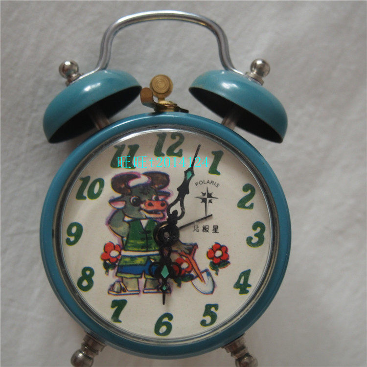 North Star Germany Made all-copper core mechanical clockwork alarm clock old horseshoe table Precious print 12 zodiac cattle