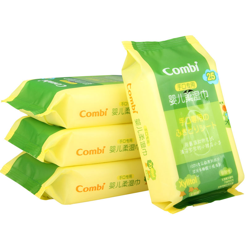 【天猫超市】康贝手口专用婴儿宝宝柔湿巾妈妈随身携带25抽*4包