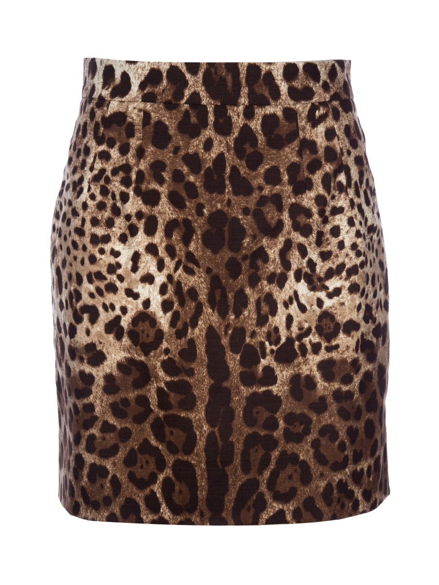 Dolce&Gabbana 金棕色豹纹印花半身裙