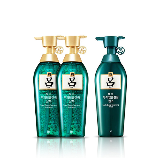 RYOE吕清爽控油洁净洗发水套装400ml*3(洗发水2+护发素1)韩国直邮