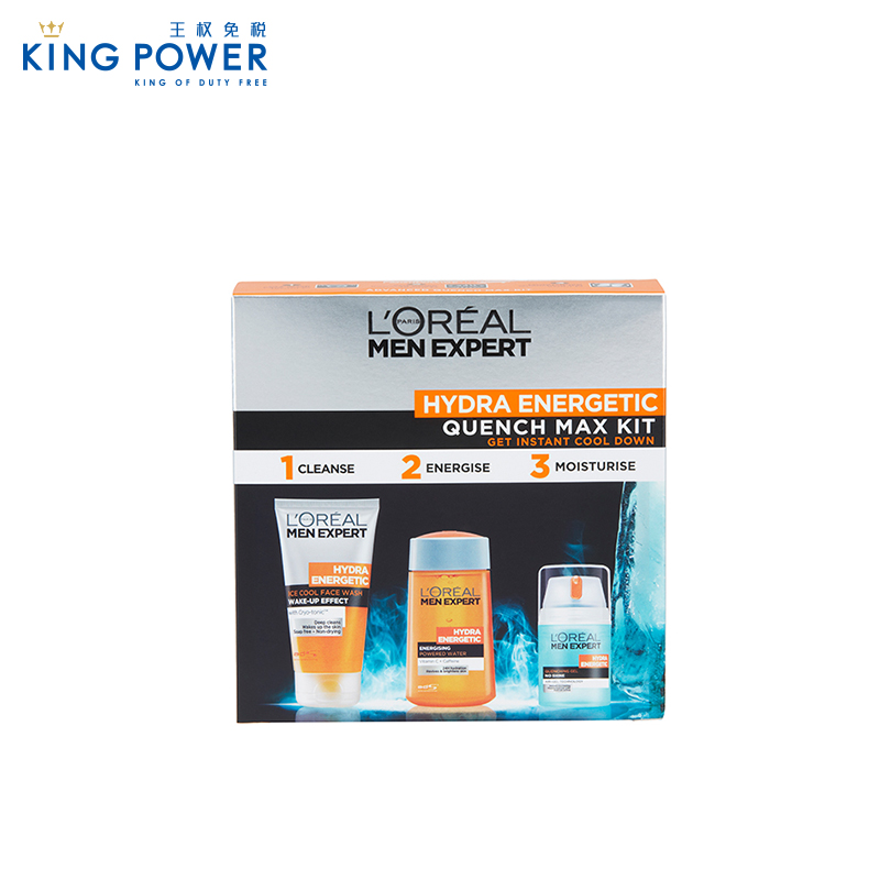 L'OREAL/欧莱雅 男士劲能醒肤补水套装洁面爽肤护肤三件套