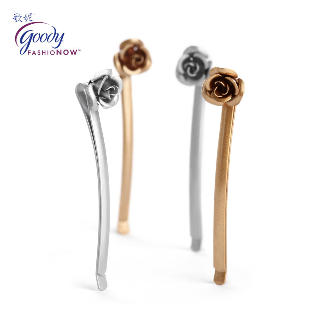 美国Goody/歌妮发饰 发夹 玫瑰立体一字夹 刘海夹 边夹 对夹4个