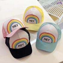 Summer childrens net cap travel male and female child duck tongue hat fresh net hat Korean hat tide baby rainbow hat