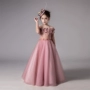 Cô gái máy chủ buổi tối ăn mặc công chúa váy hoa cô gái fluffy sợi một vai trang phục đàn piano trang phục 2018 mới quần áo trẻ em hàn quốc