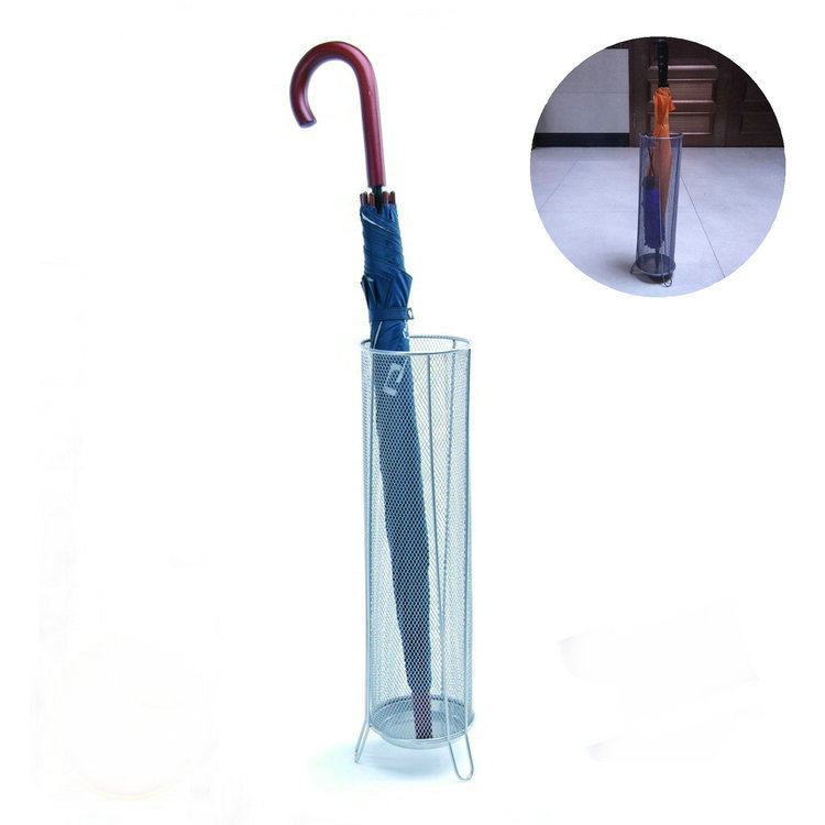 Wrought iron wire mesh Home daily rain bucket storage shelf Hanging umbrella stand Creative guest room office umbrella bucket Japanese style