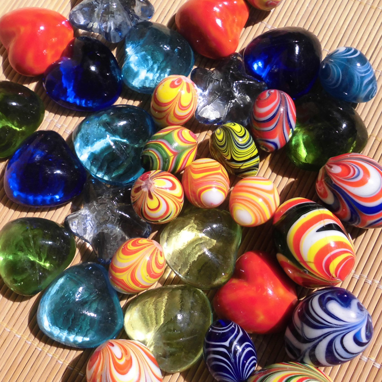 Heart-shaped glass bead coloured egg glazed ball water family fish tank building decoration potted gardening children's toys