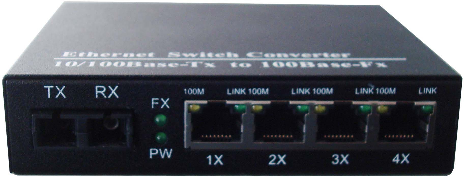 Hengjie 100M fiber optic transceiver photoelectric converter 100M 1 light 4 electricity external power supply