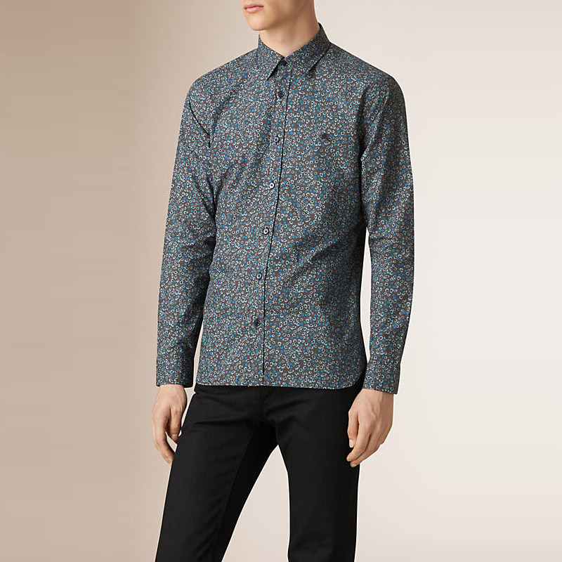 BURBERRY/博柏利常规剪裁花卉印花棉质衬衫 40003191