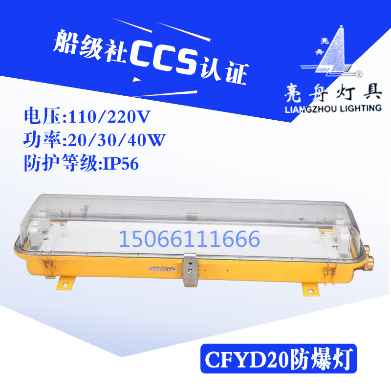 Liangzhou marine explosion-proof fluorescent lamp cabin roof light CFYD20 30 40-2 stainless steel lampshade CCS explosion-proof certificate