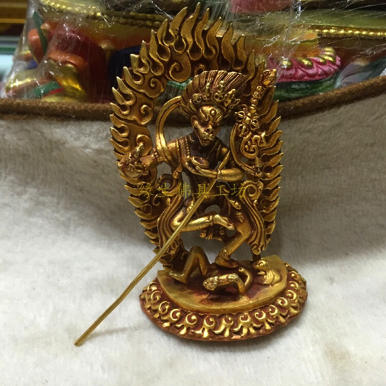 Native Buddhist Tool Nepal hand - made copper - gold - surface golden - line motherhood method like Tantra 8 cm small Buddha statue